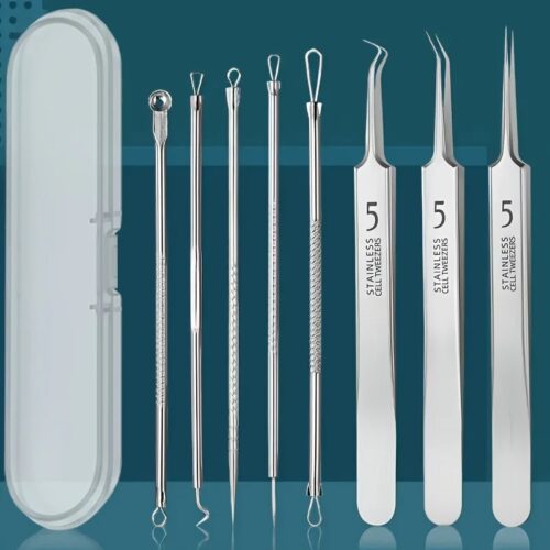 Professional 8-Piece Blackhead & Blemish Extractor Kit | Stainless Steel Skincare Set